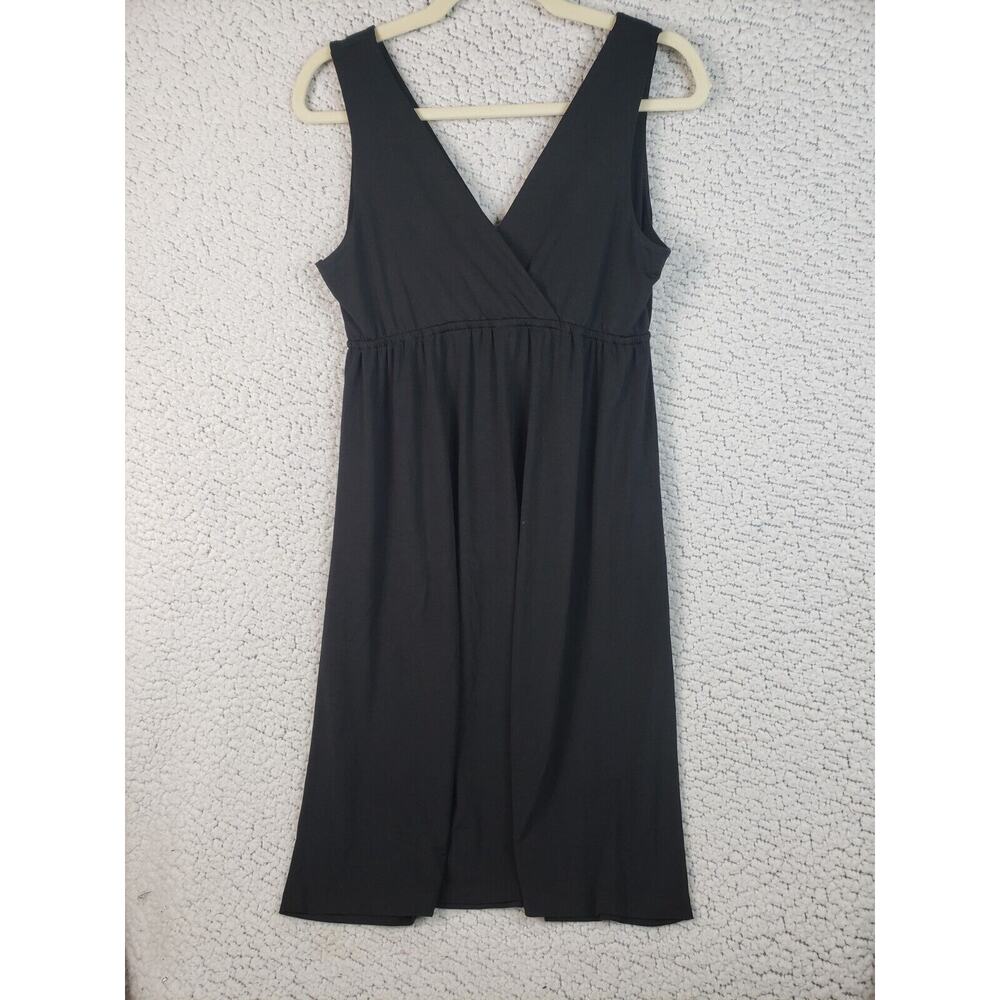 Oleg Cassini Black Dress Women's M Sleeveless V-Neck A-Line Minimalist Vintage
